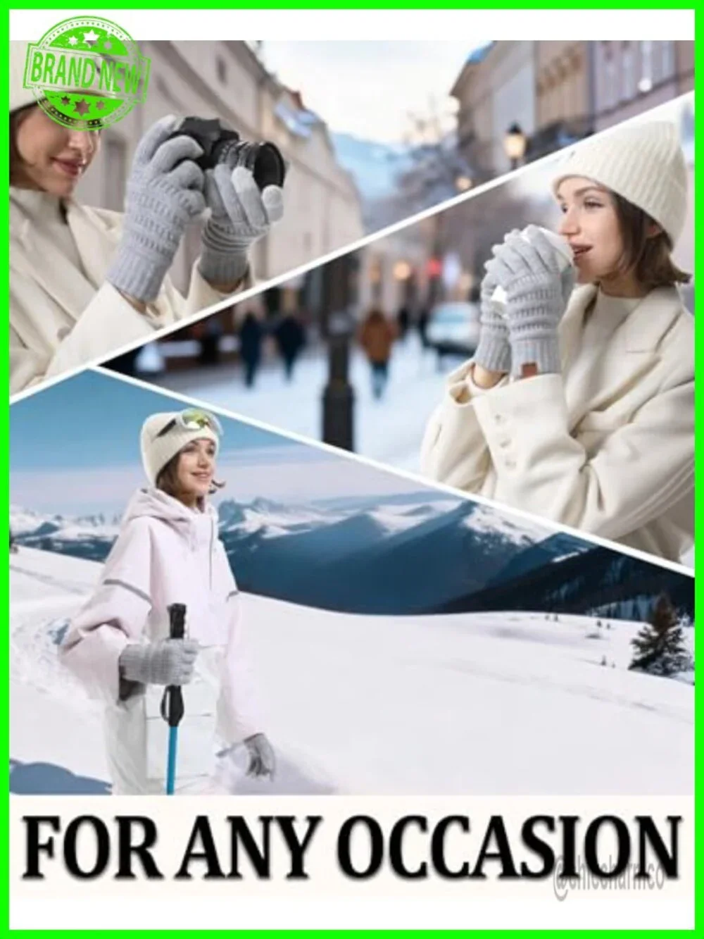3 Pairs Touchscreen Winter Gloves Thermal Lined Knit Gloves for Women